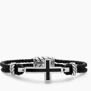 David Yurman Black and Silver Cross Bracelet